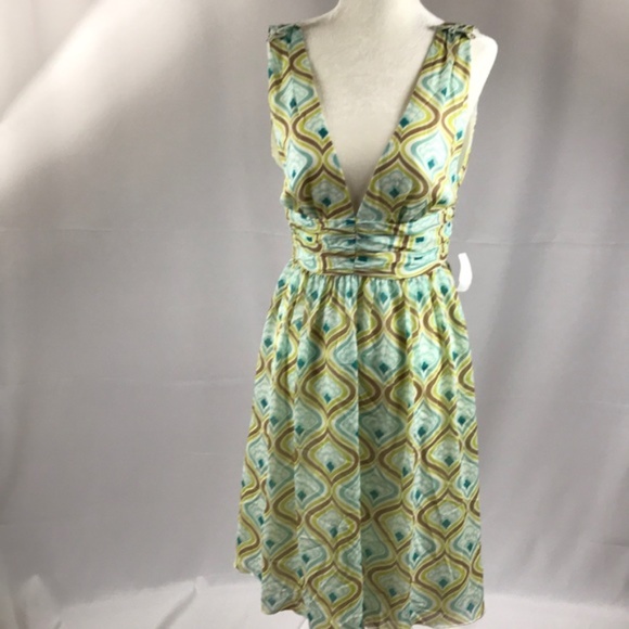 NEW TRINA TURK Geo Print Silk Sleeveless Dress 2 - Picture 10 of 11